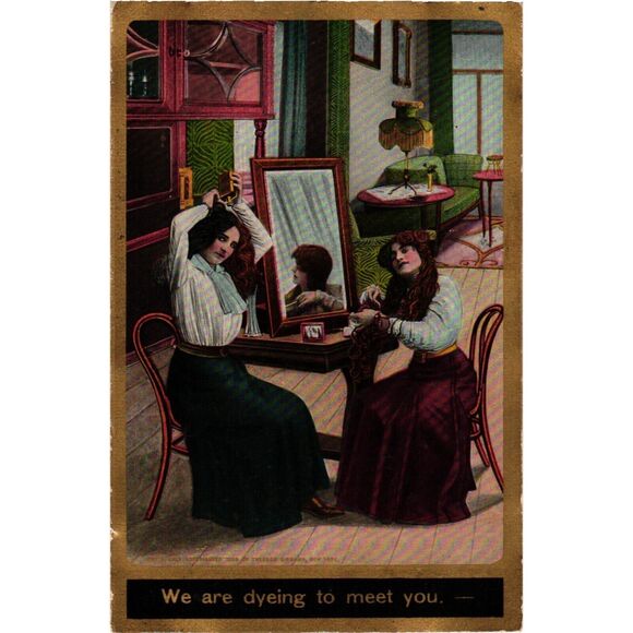 1909 We Are Dyeing To Meet You Theochrom Comic Series 1131-53 Postcard Posted - Picture 1 of 2